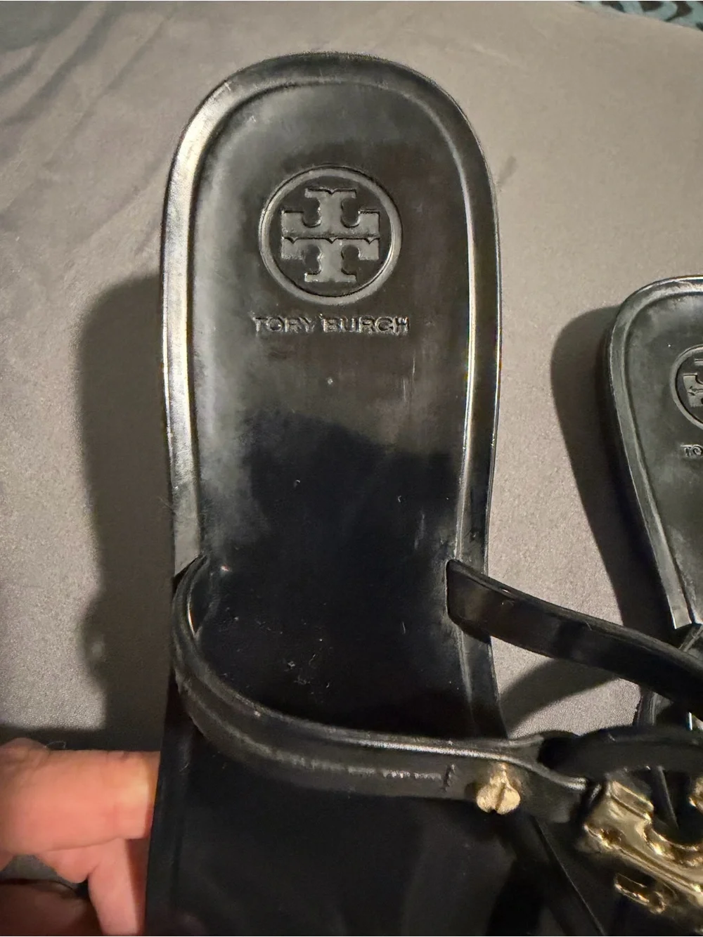 Tory Burch Mini Miller Jelly Sandal in Perfect Black with Gold Logo
